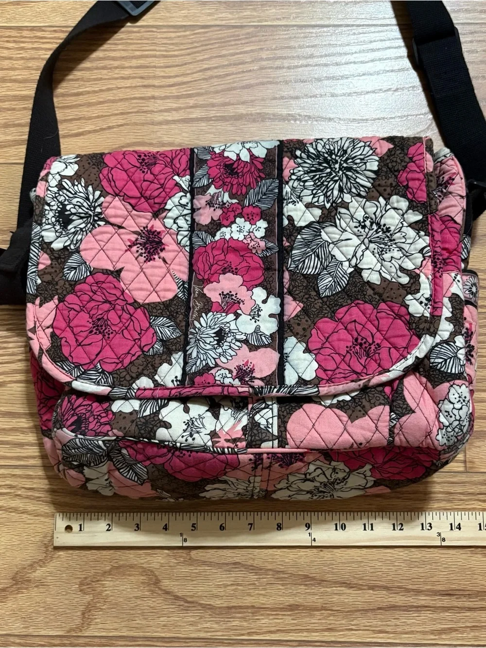 Vera Bradley Mocha Rouge Floral Bookbag Laptop Bag Diaper Bag